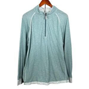 Tommy Bahama Mens Reversible Quarter Zip Pullover Green Grey Sweater